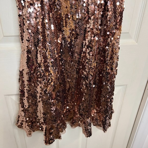 NWT Free People Tribeca Holiday Sequins Bronze Cocktail Glam Dress Size 6 - Picture 11 of 11